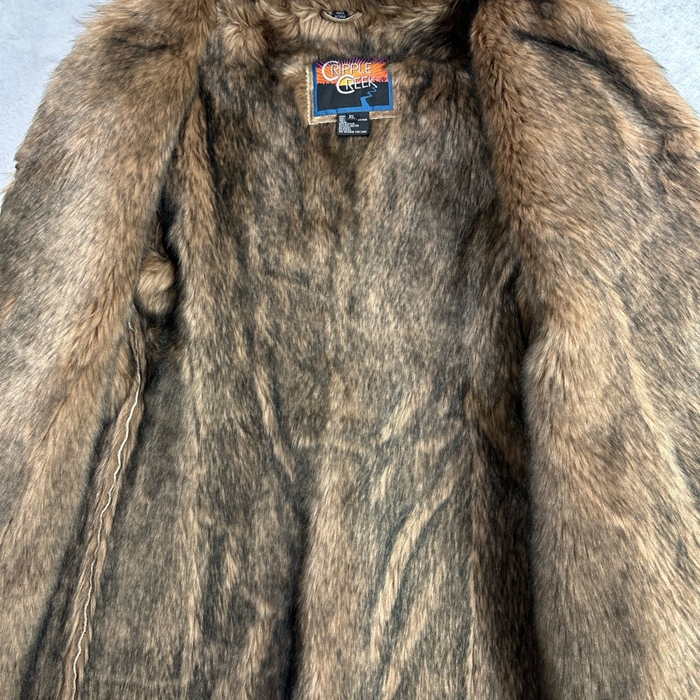 Cripple Creek Leather Penny Lane Western Style Coat Jacket Faux Fur Size XL - Picture 10 of 10